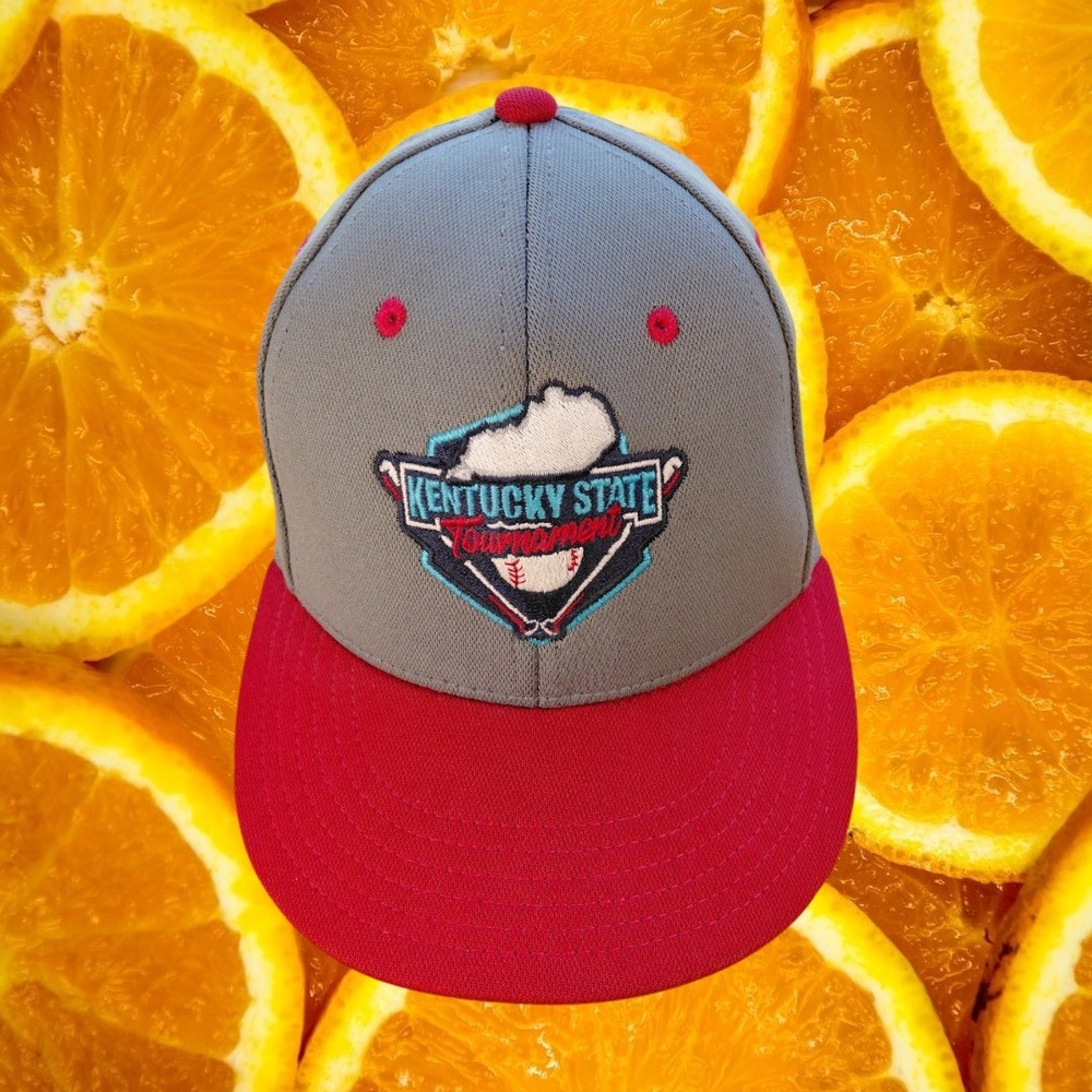 OC Sports Kentucky State Tournament USSSA Hat Grey Red ProFlex Mesh Cap XS/S